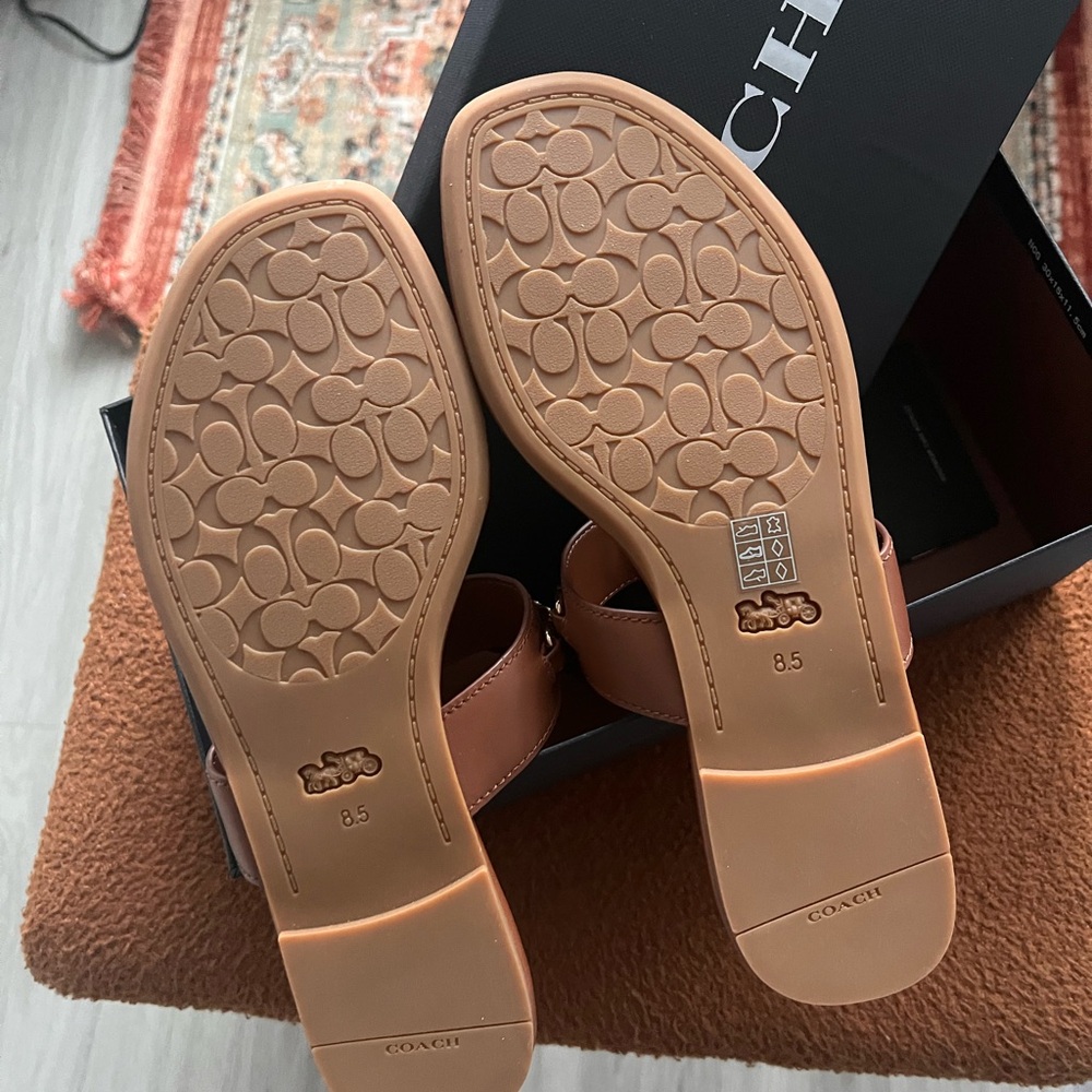 COACH NWT Jaclyn Leather Sandal Brown 8.5 - Picture 4 of 7